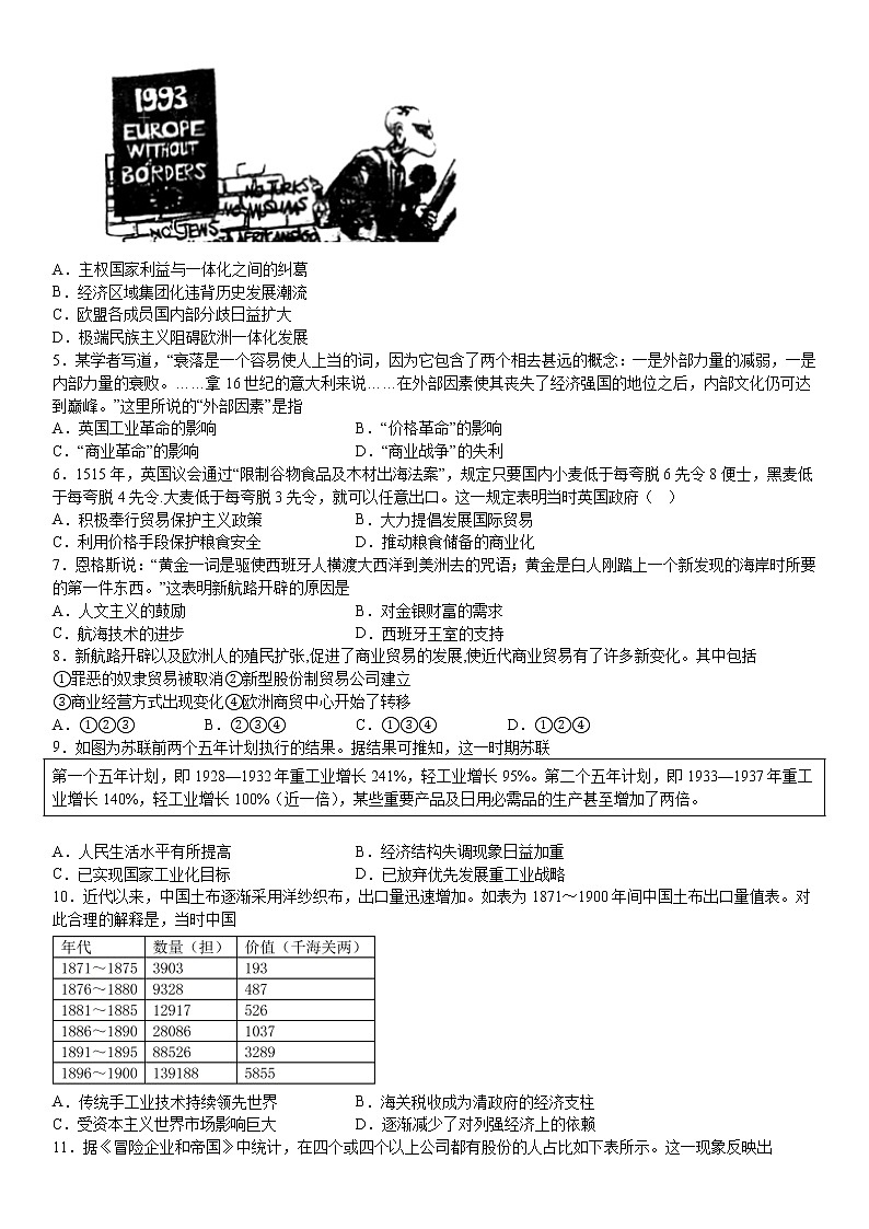 第8课 世界市场与商业贸易 课时作业--2022-2023学年高中历史统编版（2019）选择性必修2第2页