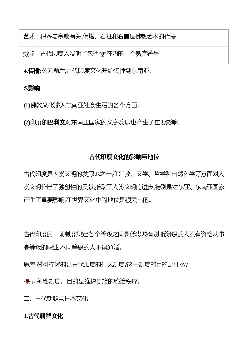 2022-2023 浙江 部编版高中历史 选择性必修3 第二单元  第5课　南亚、东亚与美洲的文化 学案02