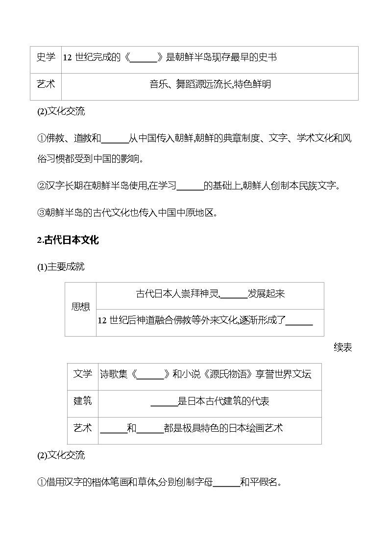 2022-2023 浙江 部编版高中历史 选择性必修3 第二单元  第5课　南亚、东亚与美洲的文化 学案03