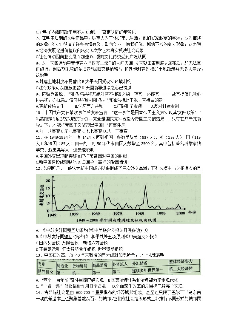 重庆市北新巴蜀中学校2022-2023学年高二下学期期中考试历史试题第2页