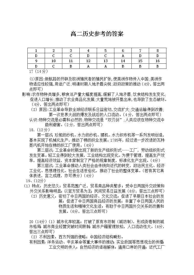 2022-2023学年安徽省合肥市庐巢七校联考高二下学期3月月考历史试题PDF版含答案01