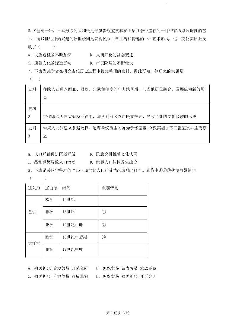 河北省沧州市献县求实高级中学2022-2023学年高二下学期4月月考历史试题PDF版含答案02