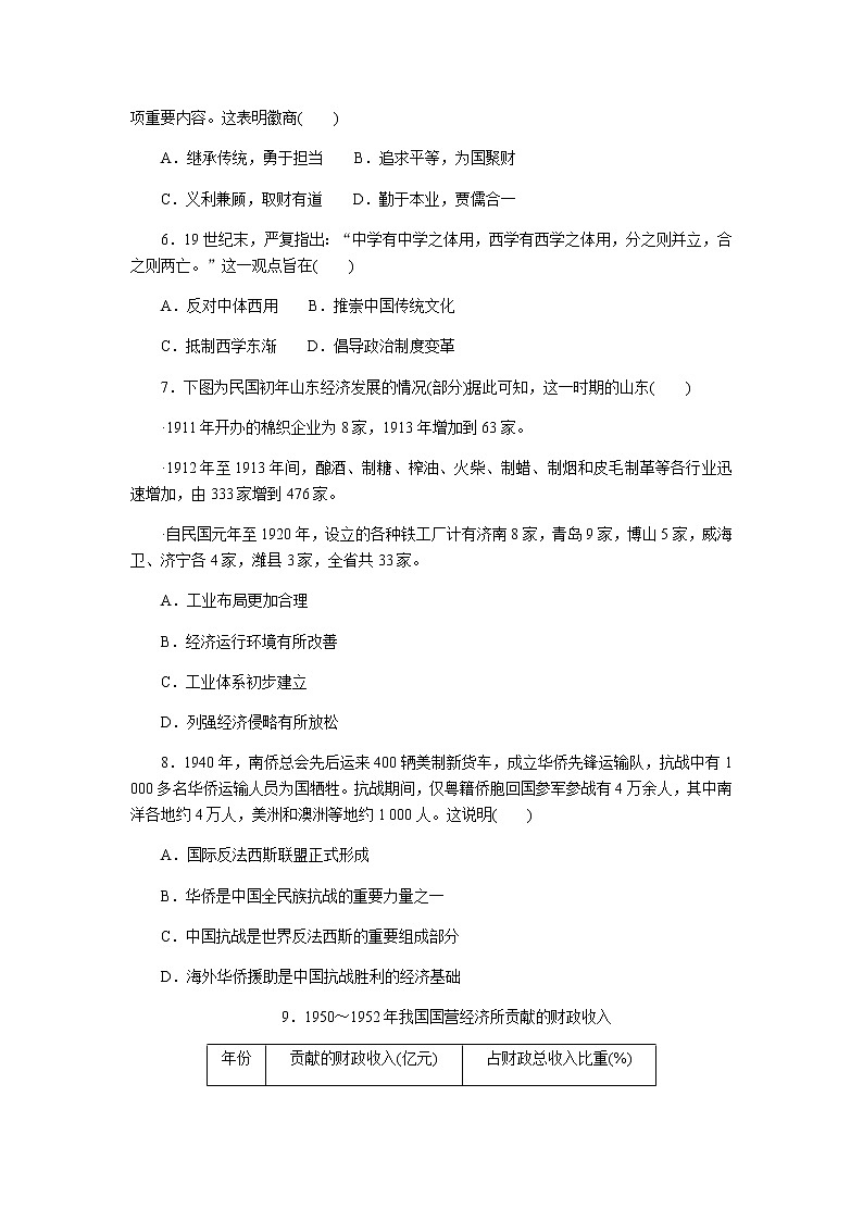 高中历史普通高中学业水平等级考试标准练(B)含答案02