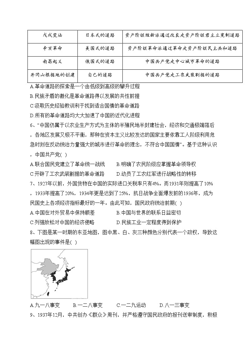 双鸭山市第一中学2022-2023学年高一下学期第一次月考（学考）历史试卷(含答案)第2页