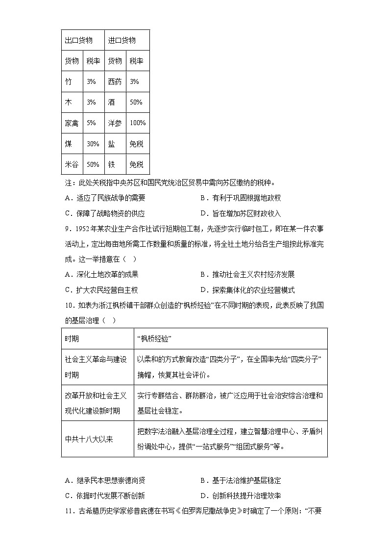 湖北省恩施州高级中学2023届高三下学期模拟考（六）历史试题（含答案）第3页