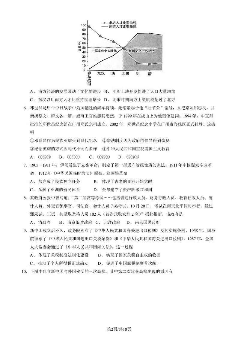 2023届北京市昌平区高三二模历史试卷及答案第2页