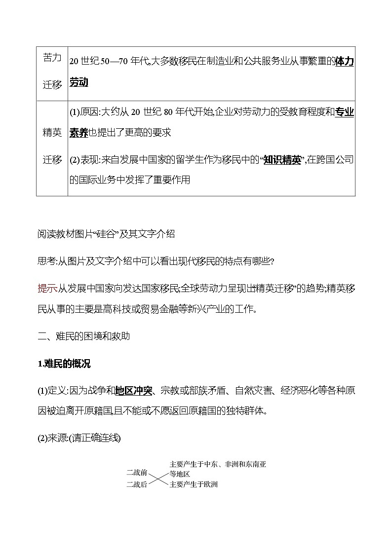 第三单元  第8课　现代社会的移民和多元文化 学案（教师版）第2页