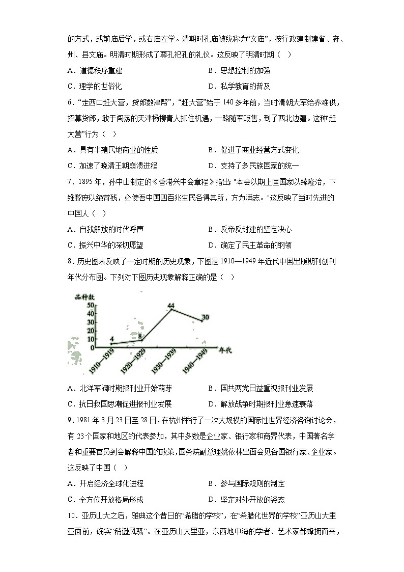 海南省2023届高三高考全真模拟（八）历史试题（无答案）02