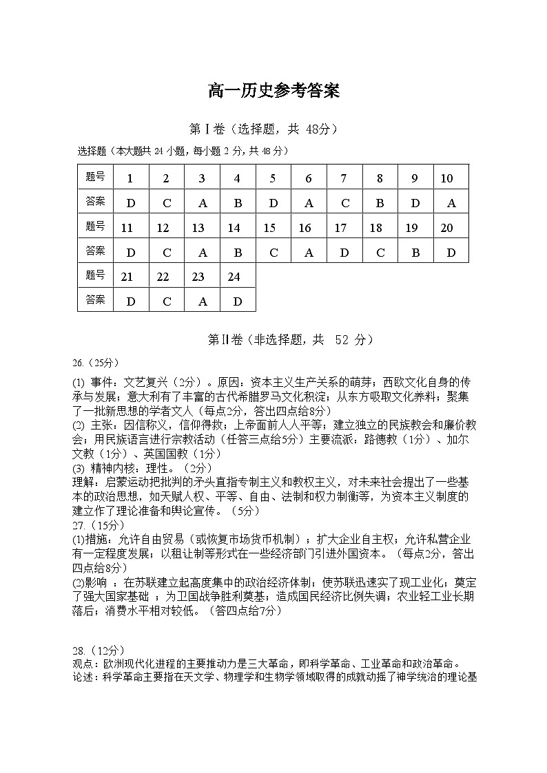 云南省大理白族自治州民族中学2022-2023学年高一下学期期中考试历史试题01