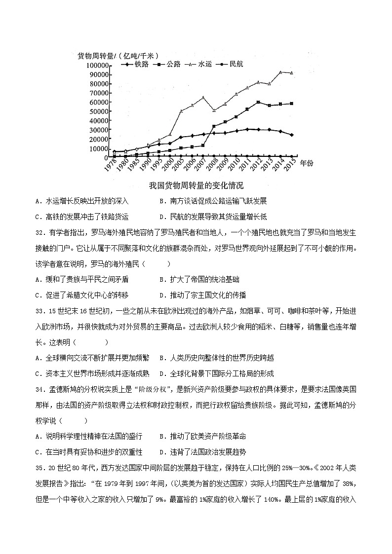 2023年高考押题预测卷01（全国乙卷）-历史（考试版）03