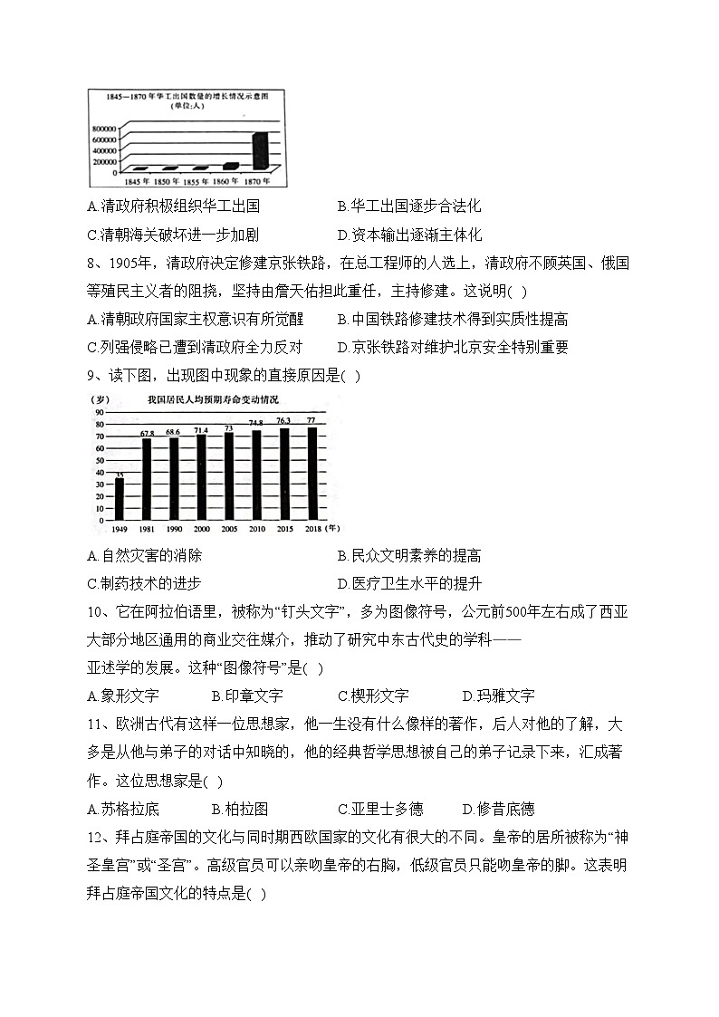 江西省赣州市十六县二十校2022-2023学年高二下学期期中联考历史试卷（含答案）02