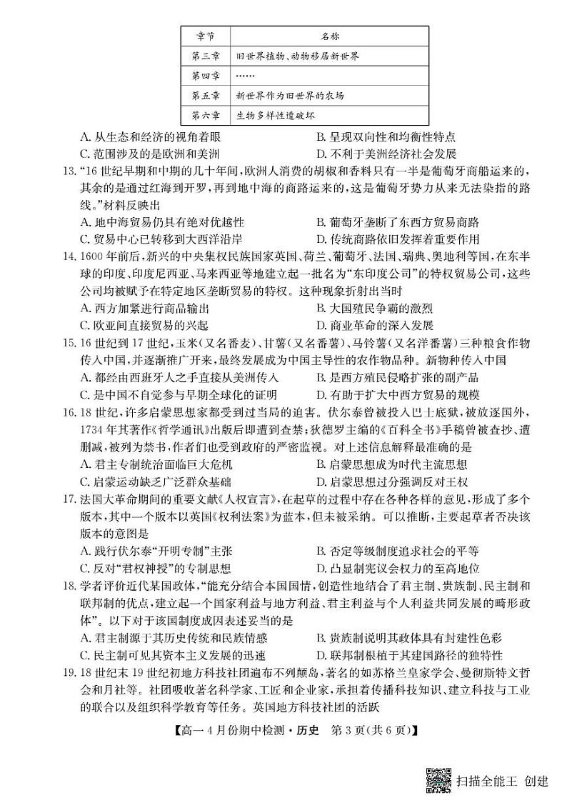 2022-2023学年山西省教育发展联盟第二学期高一期中检测历史试题PDF版含答案03