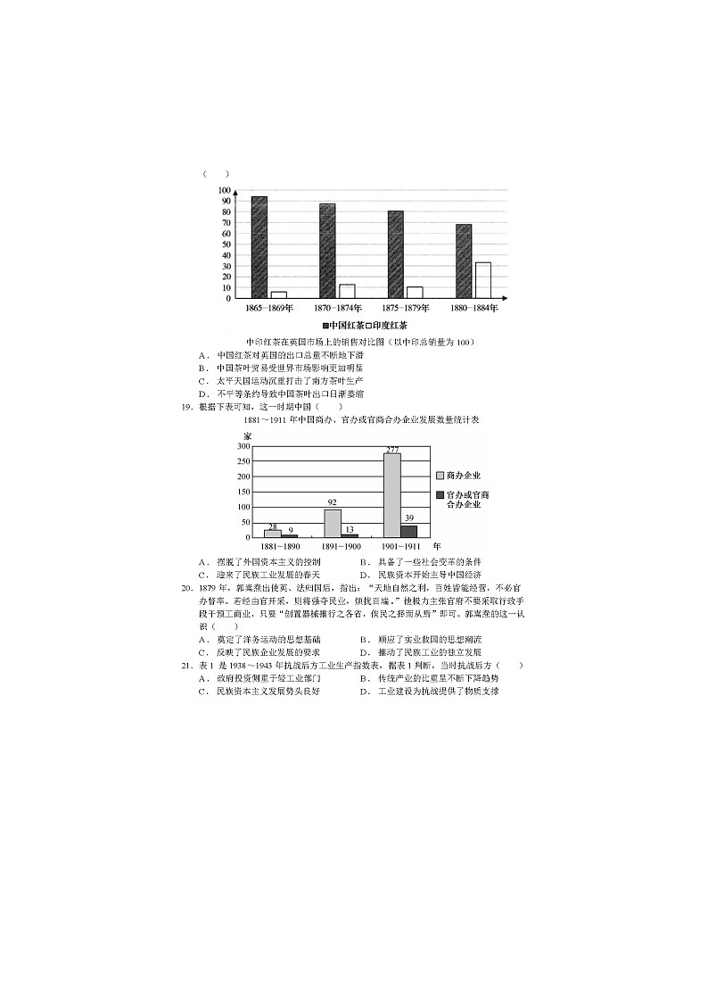四川省广元中学2021-2022学年高一年级下学期第一次段考历史试题03