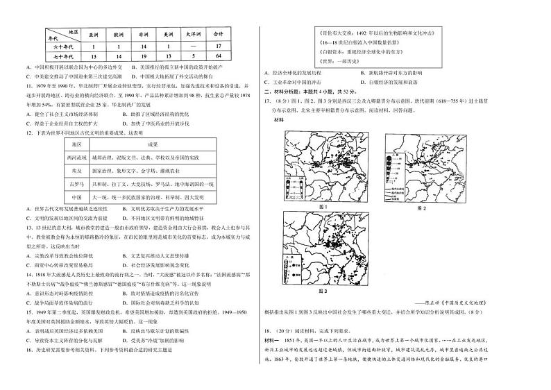 2023年高考政治第二次模拟考试卷—历史（福建A卷）（考试版）A302