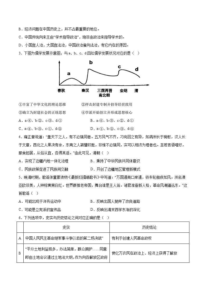 必刷卷03（原卷版）——【高考三轮冲刺】2023年高考历史考前20天冲刺必刷卷（天津专用）第2页