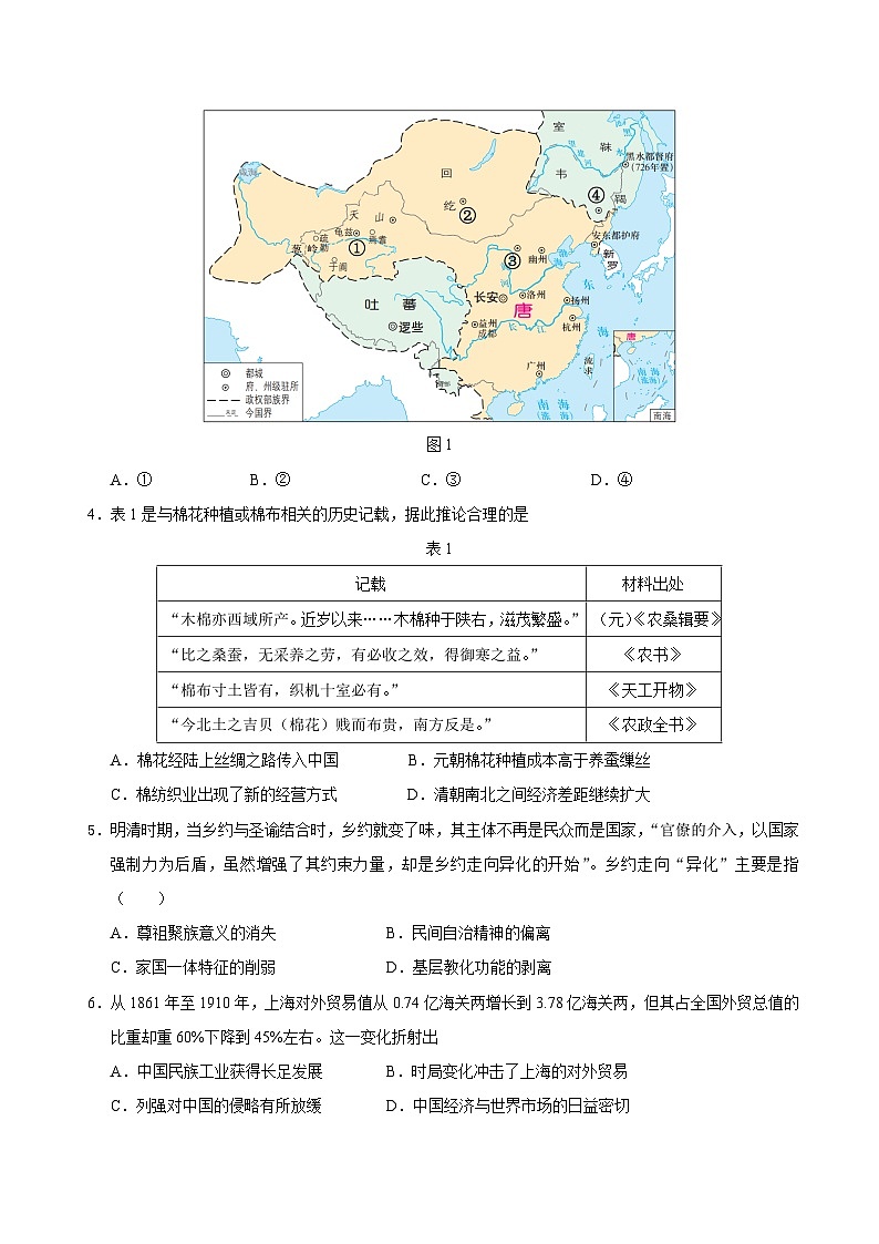 2023年高考押题预测卷历史（湖北卷）（考试版）A402