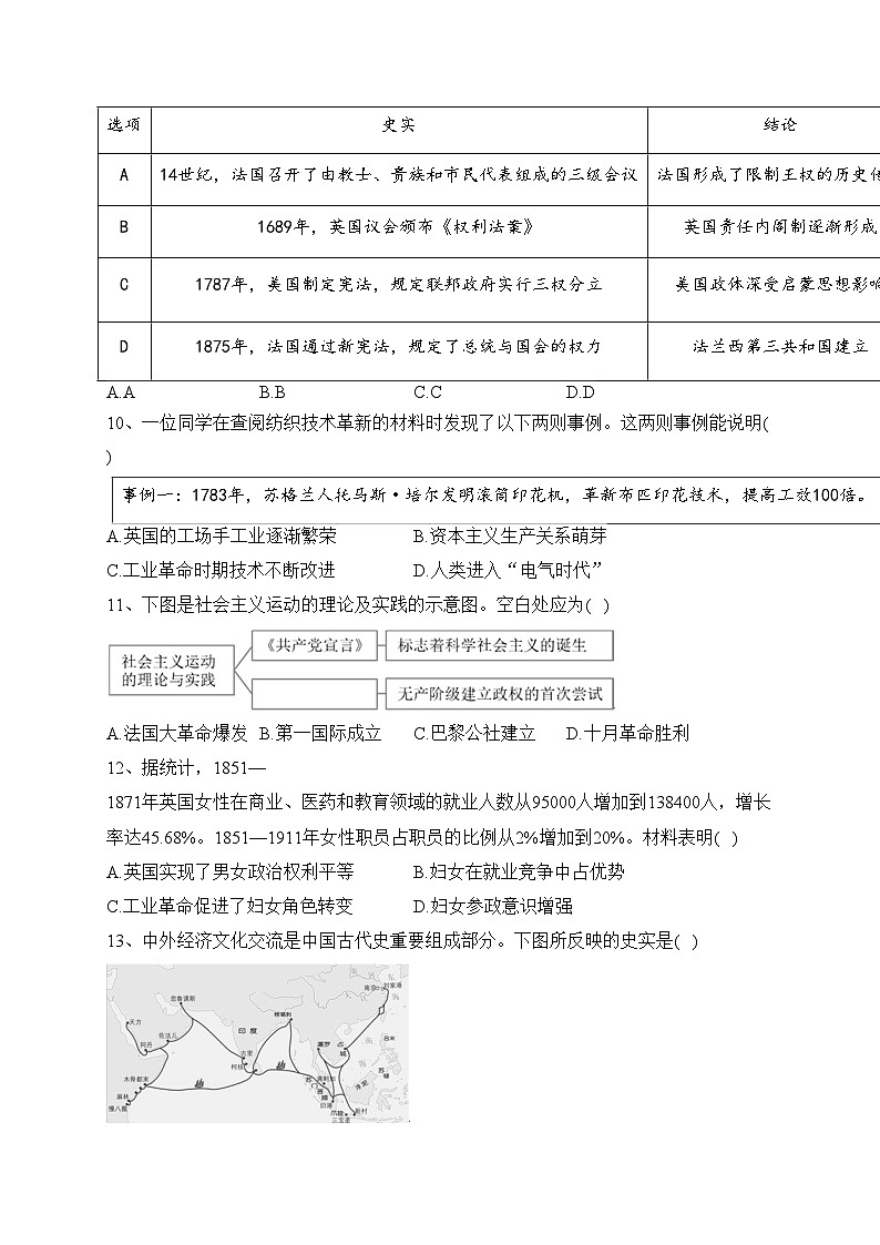 湖北省部分普通高中2022-2023学年高一下学期期中联考历史试卷（含答案）03