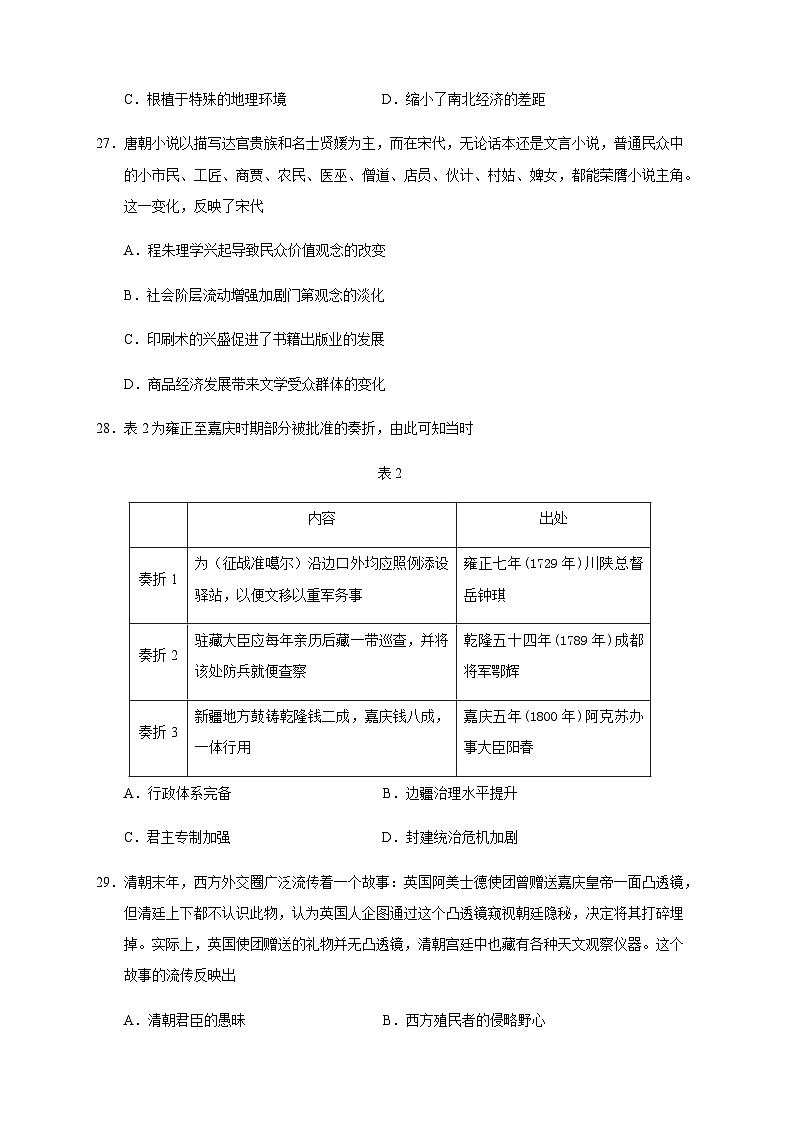 2023届吉林省长春市高三四模文综历史试题解析版第2页