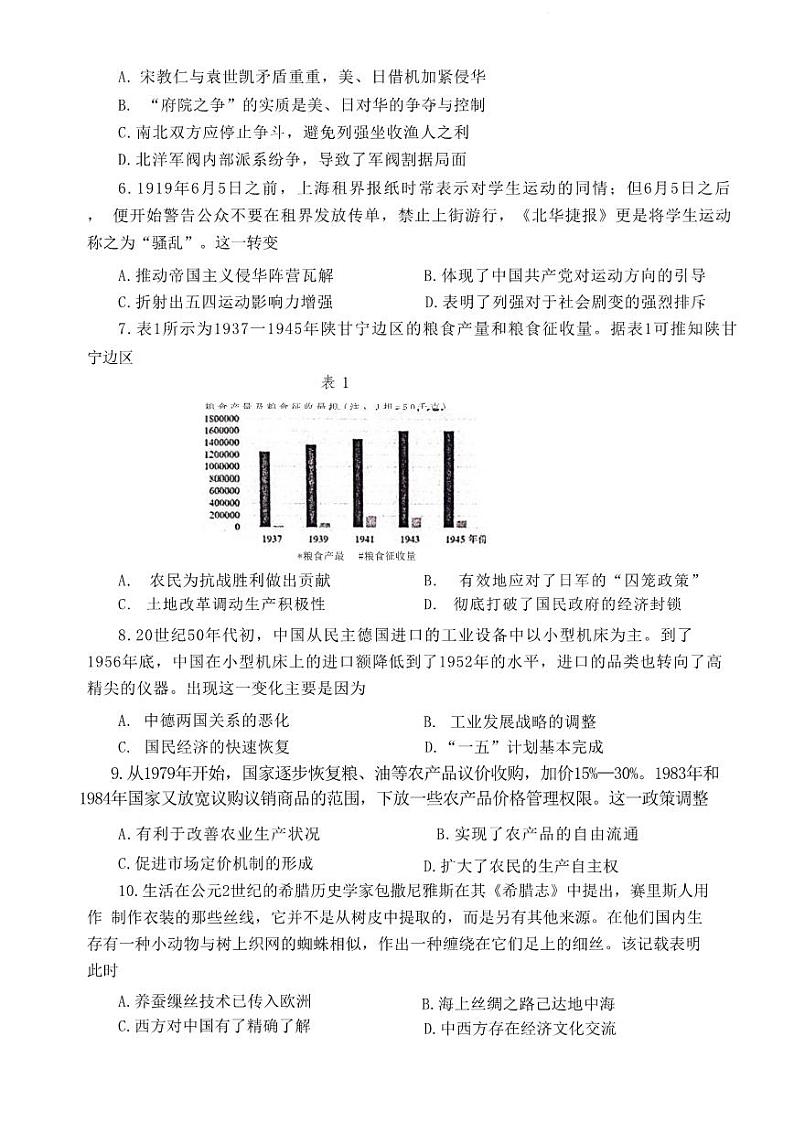 2023届山东省烟台市高三二模历史试题02