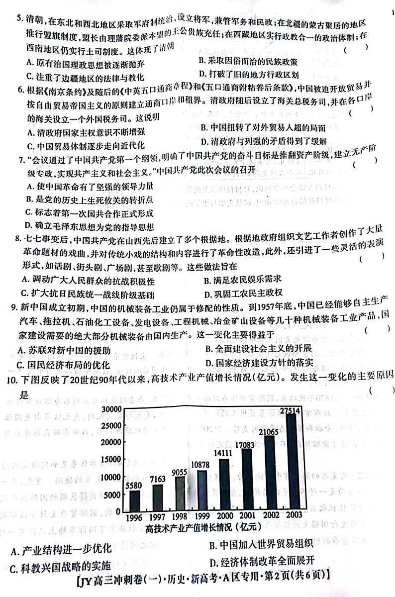 2023届河北省张家口市高三下学期第二次模拟考试历史PDF版含答案02