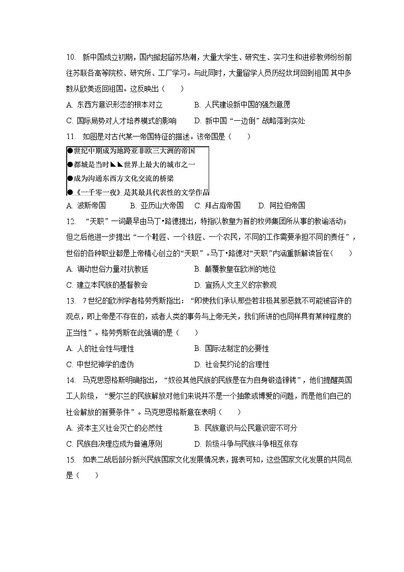 山东省滨州市阳信县2022-2023学年高二下学期期中考试历史试卷03