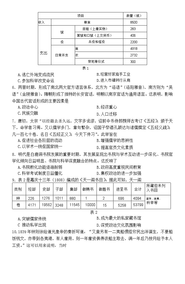 广东省佛山市南海区2022-2023学年高二下学期素养提升学业水平测试（期中）历史试题02