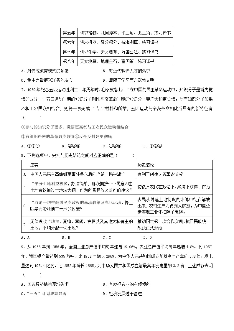 2023年高考历史押题卷01（北京卷）（含考试版、全解全析、参考答案、答题卡）03