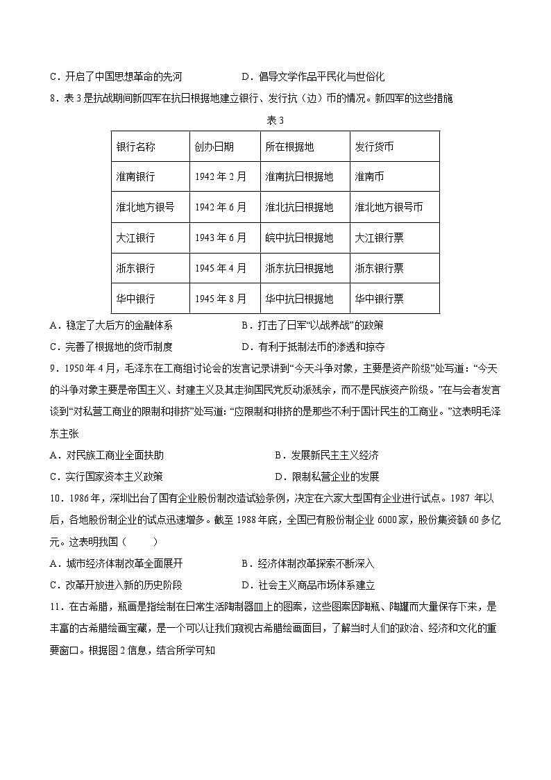 2023年高考历史押题卷（湖北卷）（考试版）A4第3页