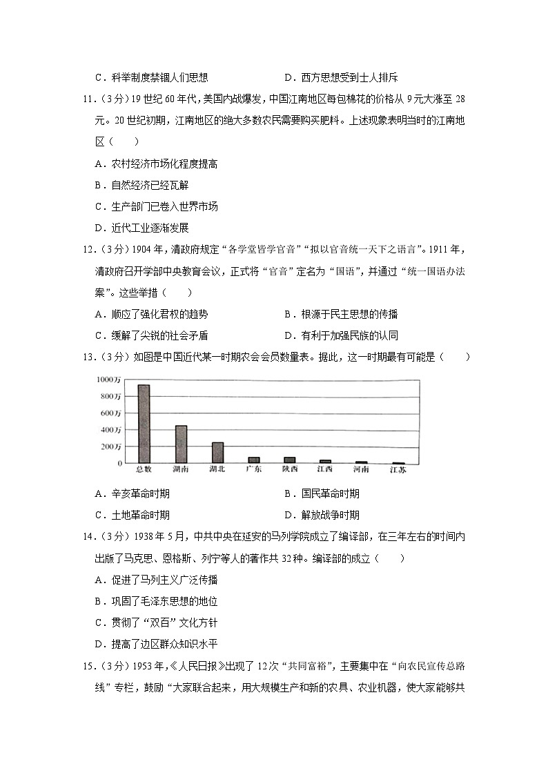 2022年广东省深圳市福田外国语高级中学高考历史一模试卷第3页