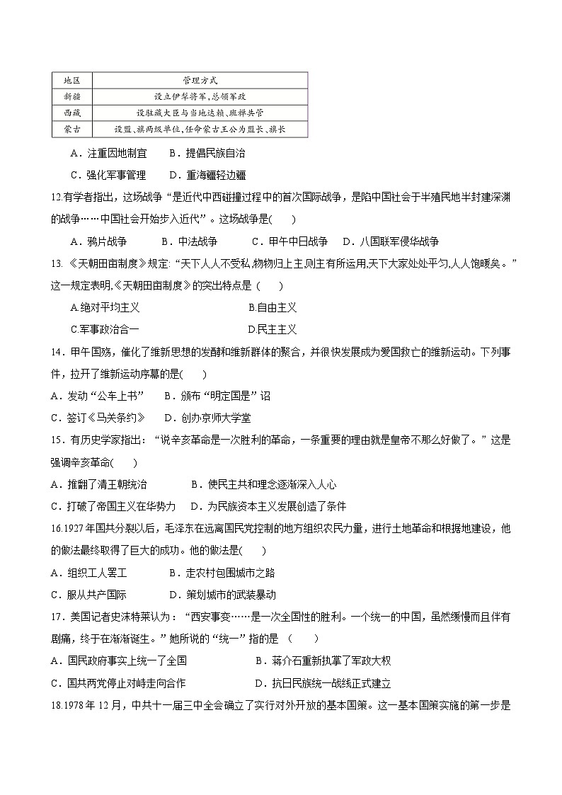 2023年河南省普通高中学业水平考试模拟历史试题02