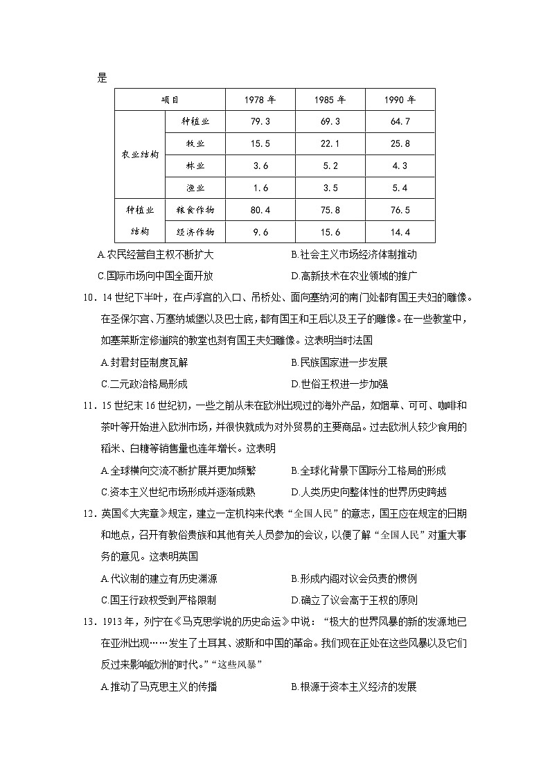 2023届山东省烟台第二中学高三下学期模拟考试（三模）历史试题03