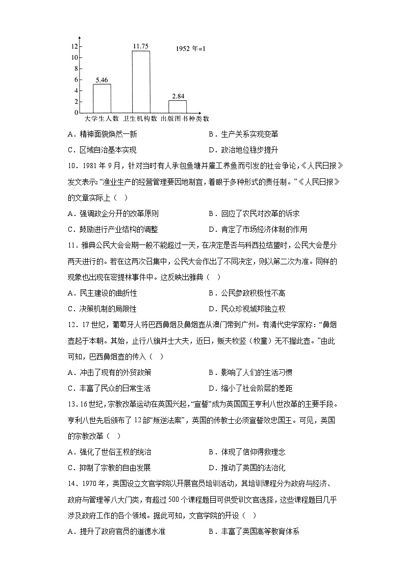 广东省2023届高三下学期学业水平选择考冲刺卷（一）历史试题（含答案）第3页