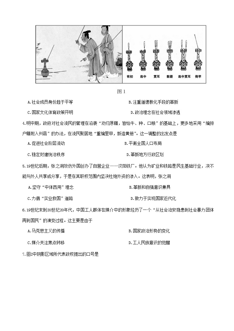 山东省滨州市2023届高三第二次模拟考试历史试题 word版含答案第2页