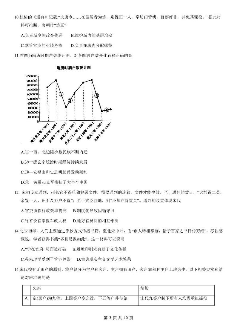 2021年北京海淀区高二期末历史试题及答案03