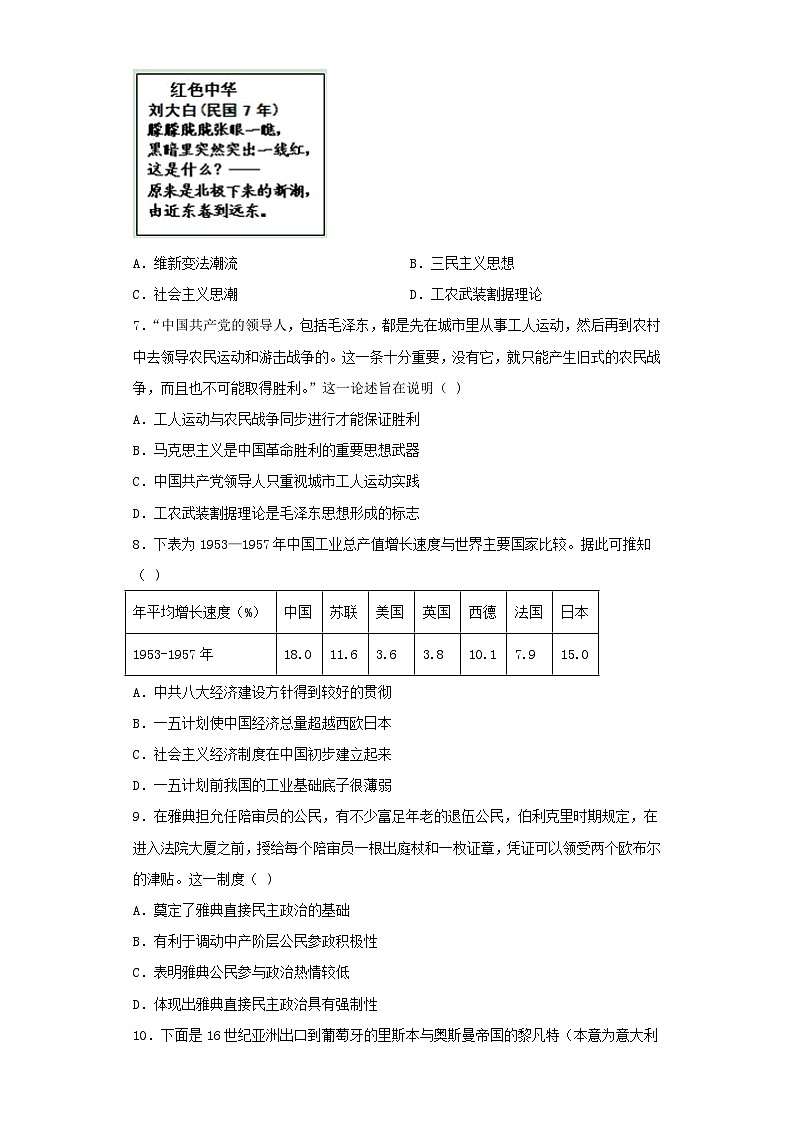 江西省2022-2023学年高三三模历史试卷（含解析）02