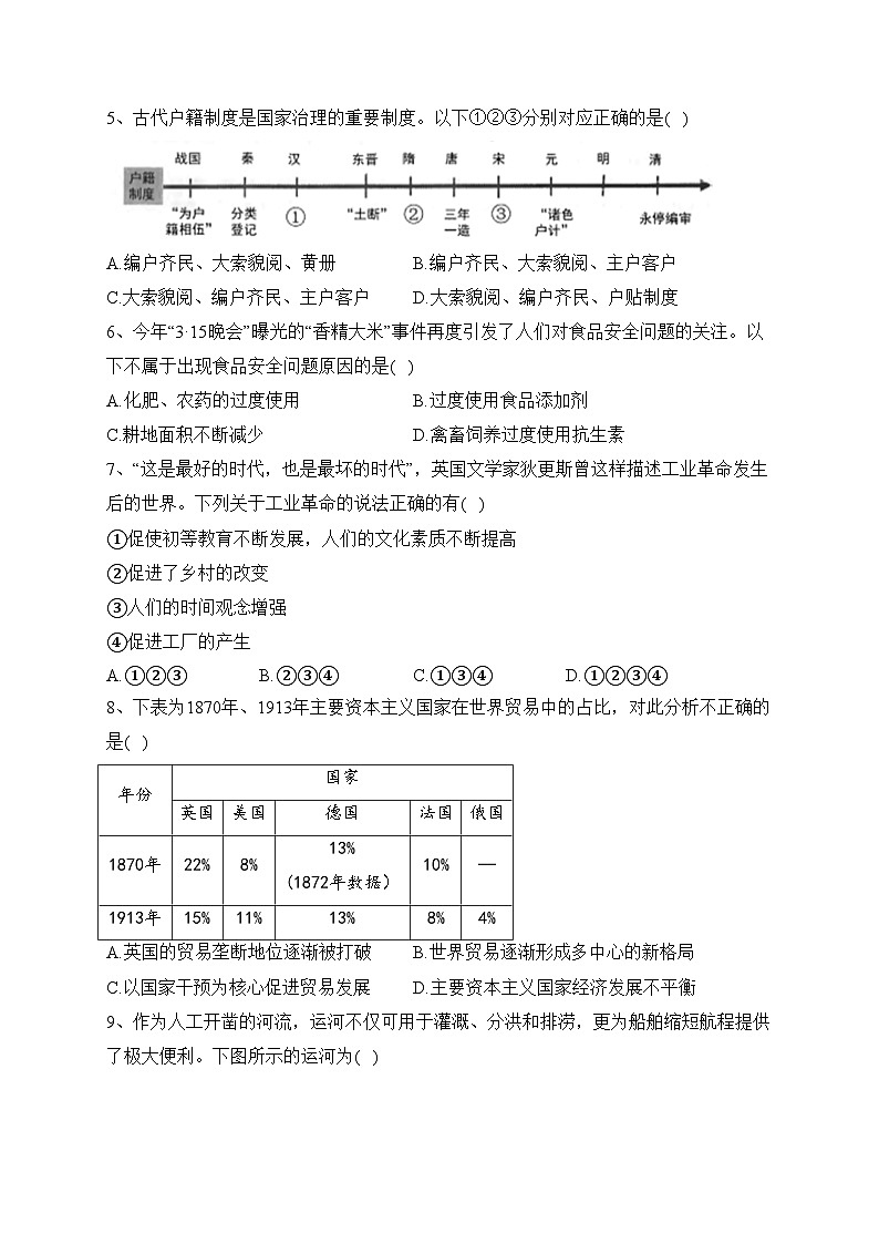 浙江省杭州市六县九校2022-2023学年高二下学期期中考试历史试卷（含答案）02