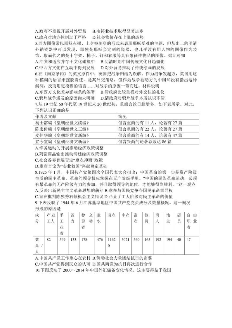广东省2023年普通高中学业水平选择性考试冲刺卷（二）+历史+PDF版含解析02