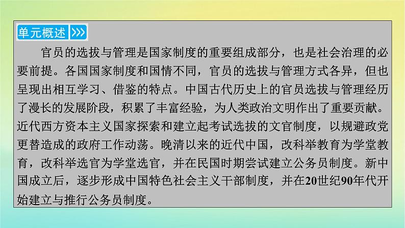 新教材2023年高中历史第2单元官员的选拔与管理第5课中国古代官员的选拔与管理课件部编版选择性必修105