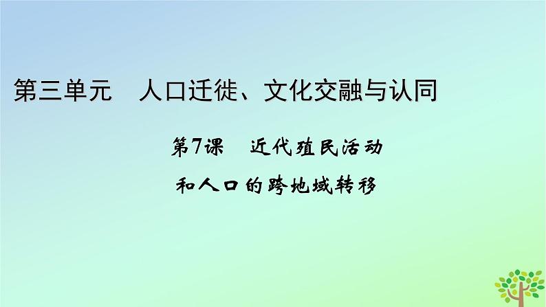 新教材2023年高中历史第3单元人口迁徙文化交融与认同第7课近代殖民活动和人口的跨地域转移课件部编版选择性必修3第1页