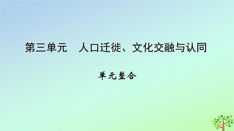 新教材2023年高中历史单元整合3第3单元人口迁徙文化交融与认同课件部编版选择性必修301