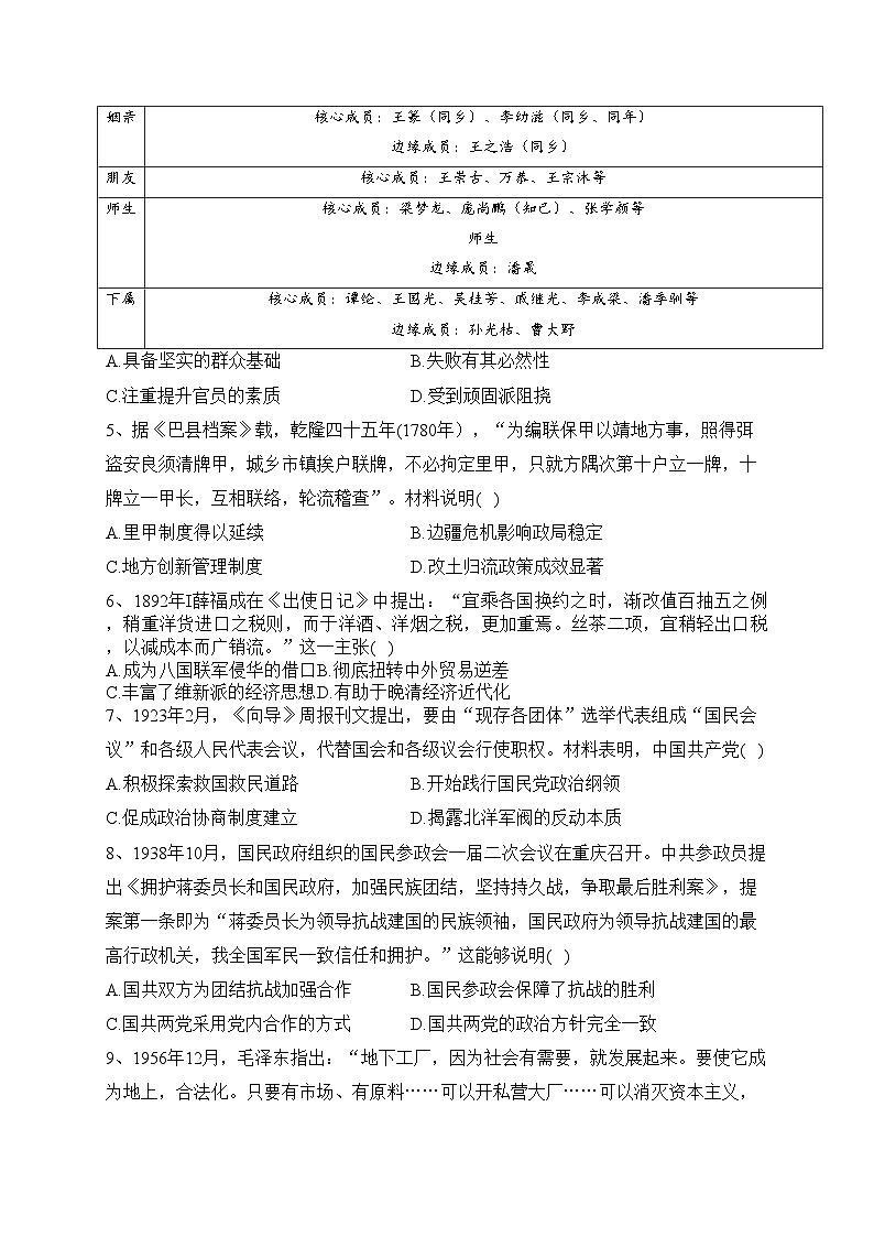 重庆市第八中学校2023届高三下学期高考适应性月考（八）历史试卷（含答案）第2页