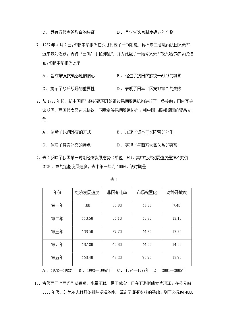 2023届山东省威海市高三二模历史试题含答案03