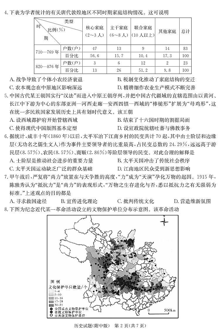 2023届湖南师范大学附属中学高三模拟试卷（三）历史试题02