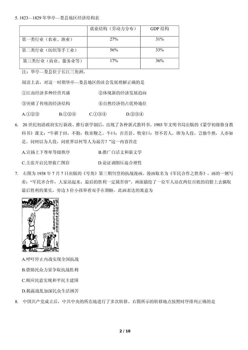 2021届北京市海淀区高三下学期5月查漏补缺历史试题 PDF版02