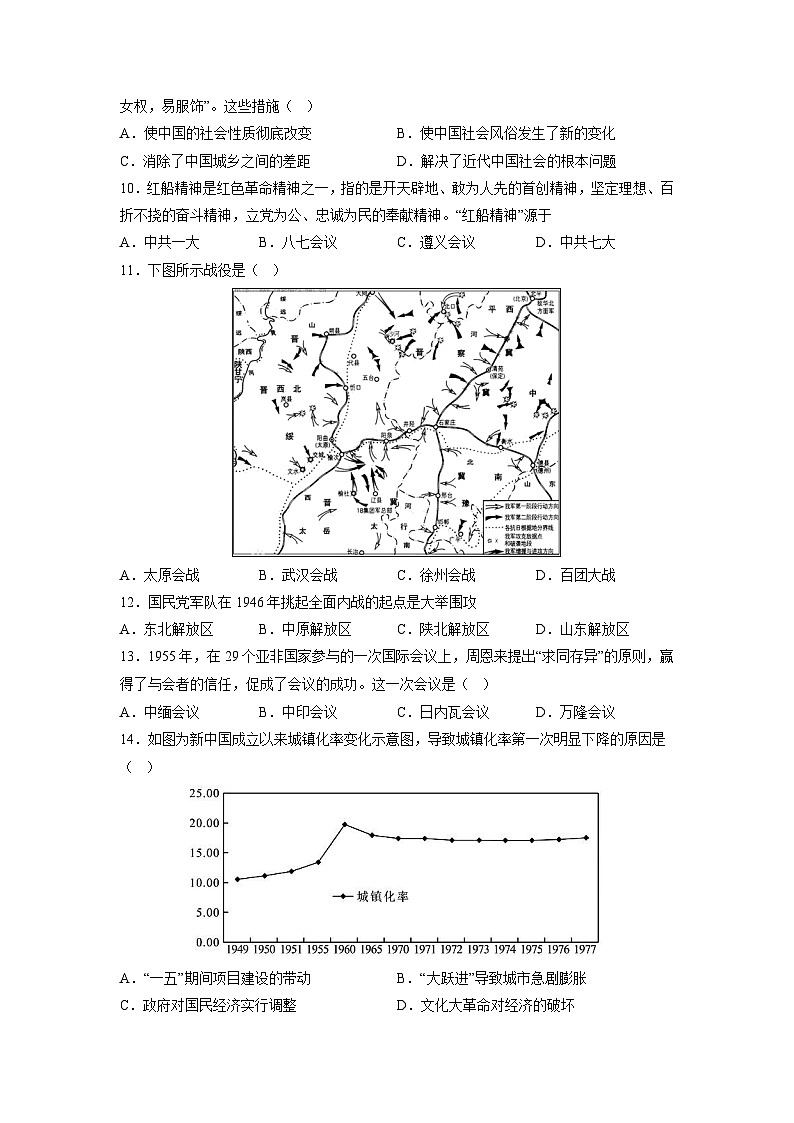 2022年12月山东省普通高中学业水平合格性考试历史模拟卷05（考试版）第2页