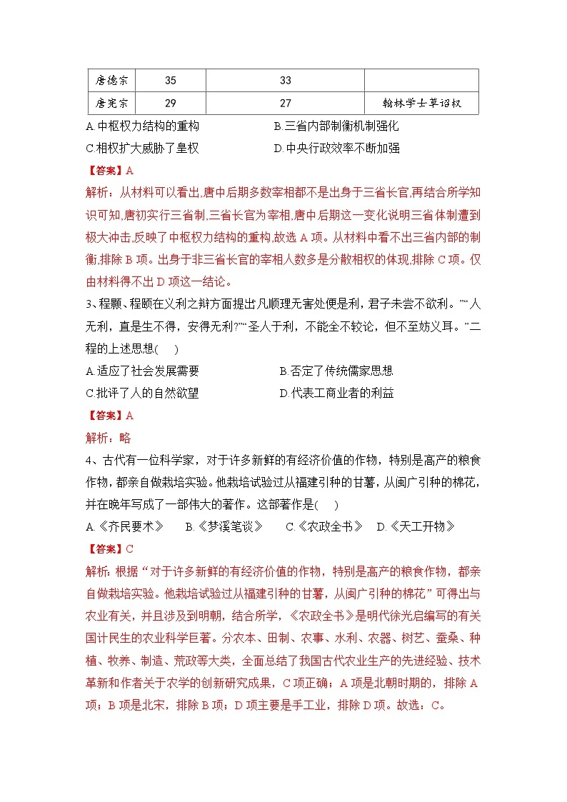 2023年6月山西省普通高中学业水平合格性考试历史模拟卷0102