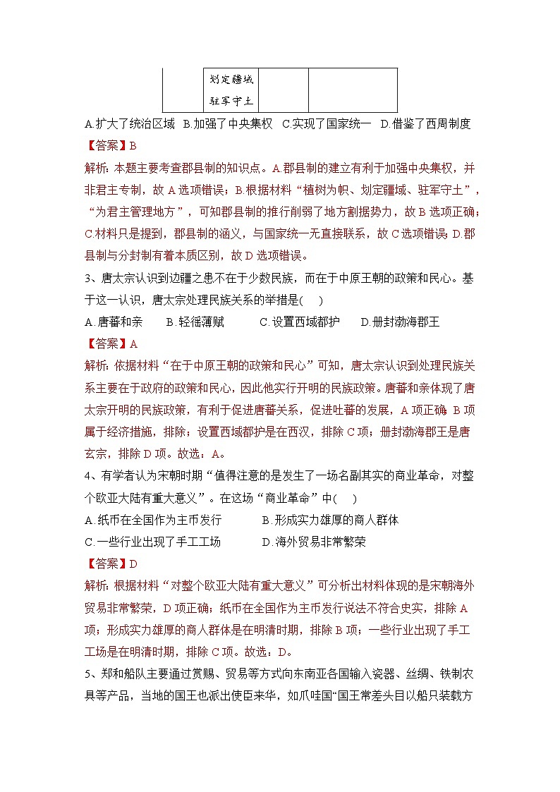2023年6月山西省普通高中学业水平合格性考试历史模拟卷03（解析版）第2页