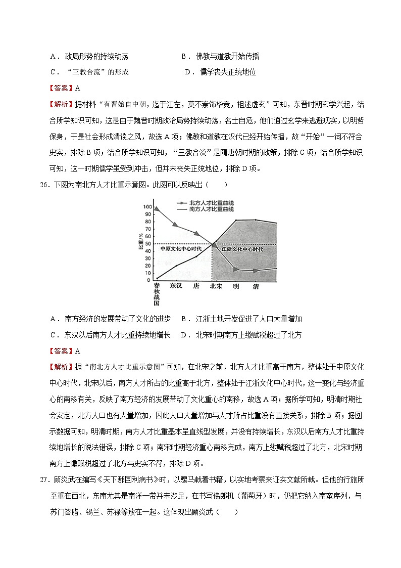 2023年高考历史冲刺最后压轴卷01（云南、安徽、黑龙江、山西、吉林五省通用卷）（全解全析）02