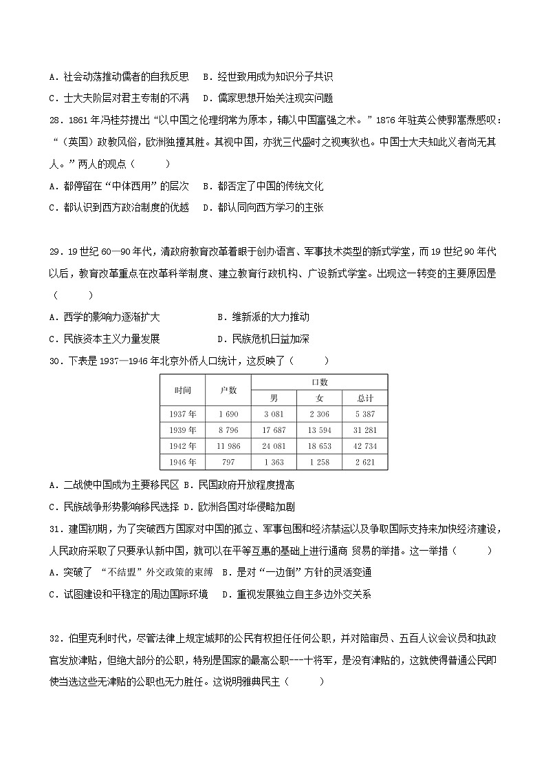 2023年高考历史冲刺最后压轴卷02（全国甲卷）（考试版）02