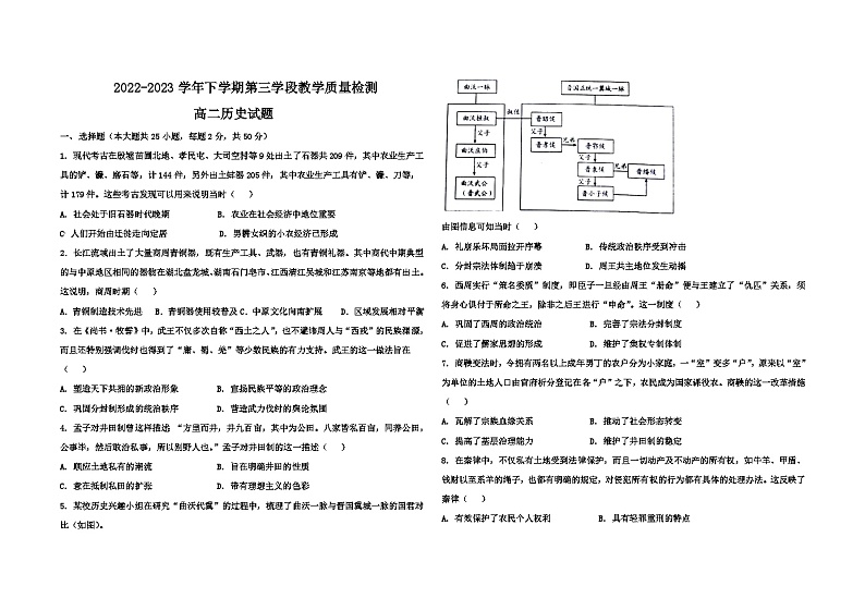 山东省济宁市微山县第二中学2022-2023学年高二下学期第三次月考历史试题第1页